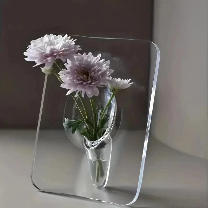 Contemporary Acrylic Flower Vase with Picture Frame Design