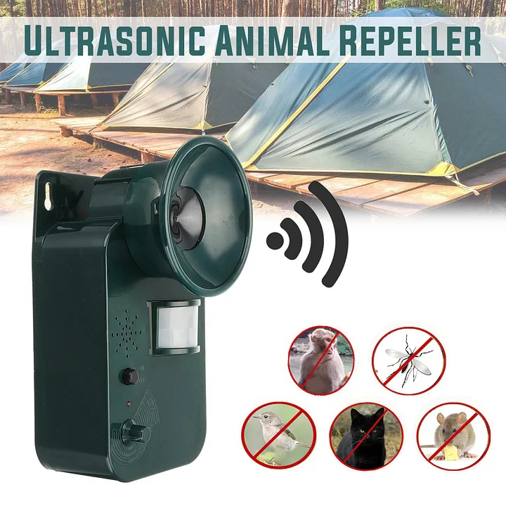 5000sqft Battery-Powered Ultrasonic Animal Deterrent with Motion Sensing