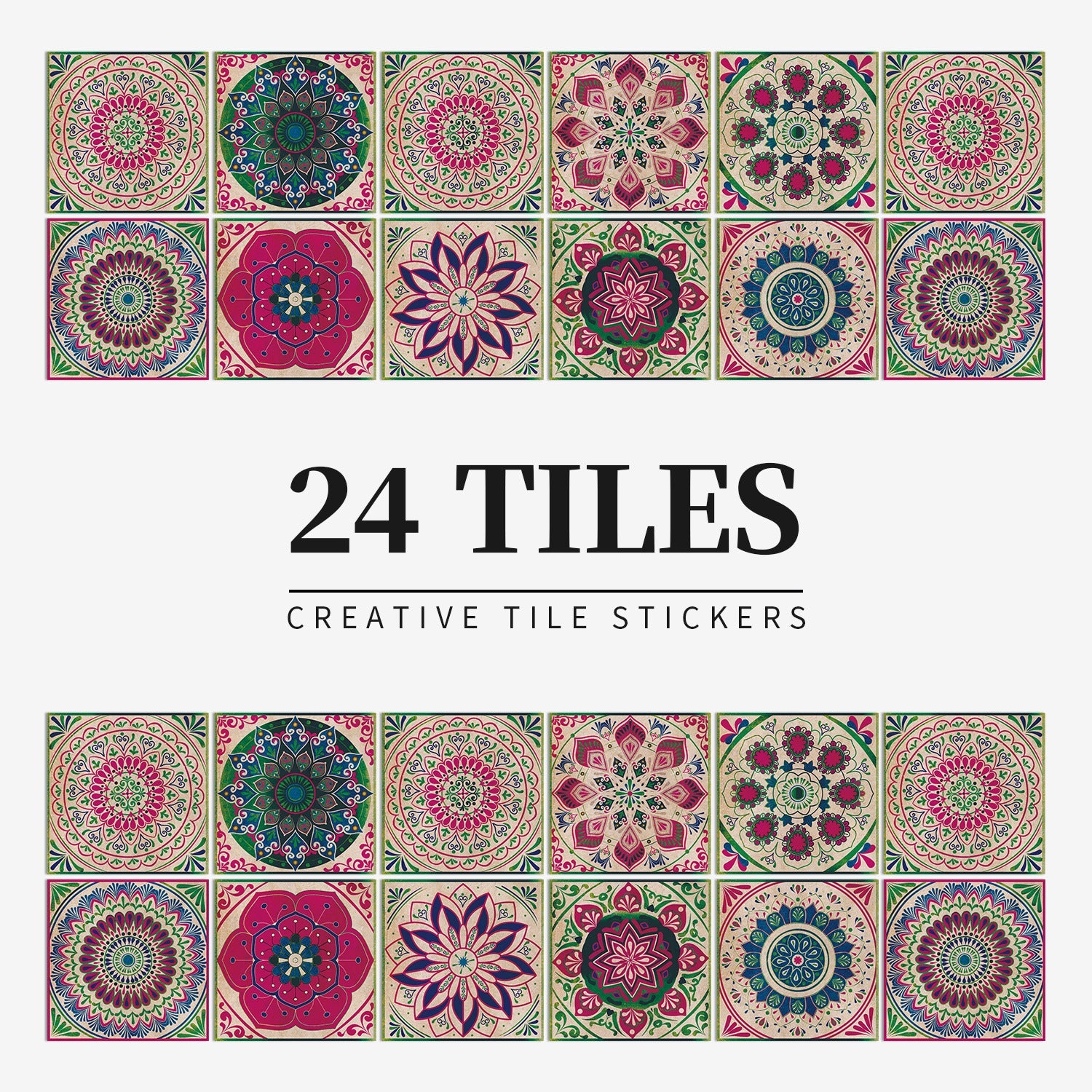 24-Piece Taavita Mandala Tile Set