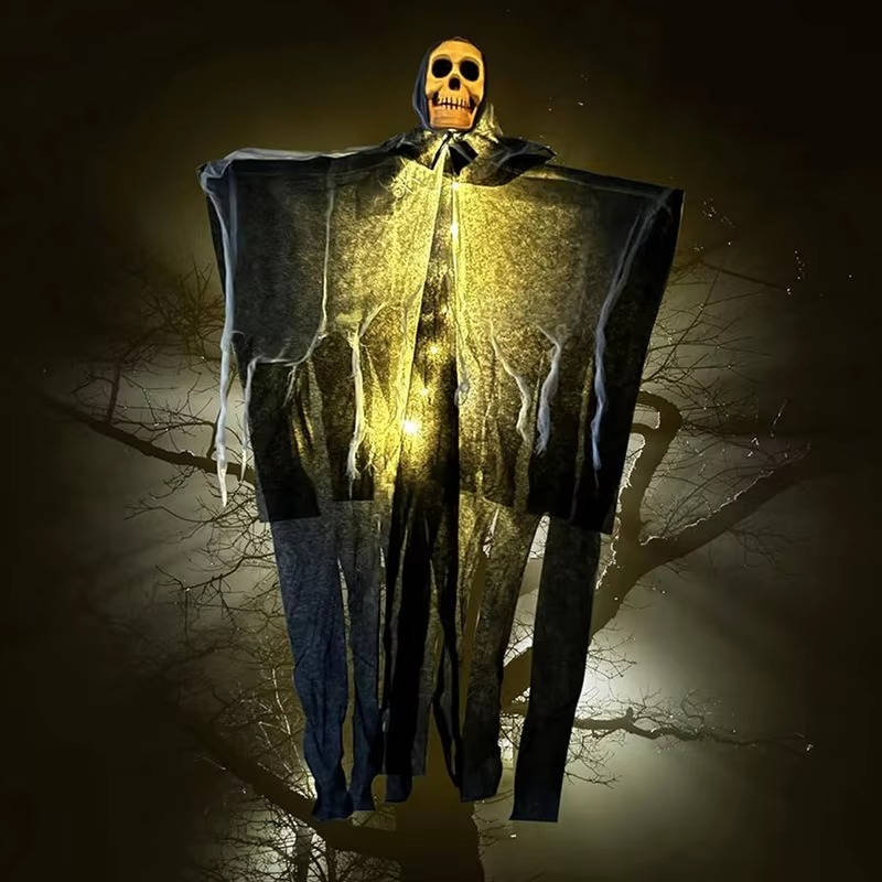 Set of Two Spooky Outdoor Halloween Skull Decorations