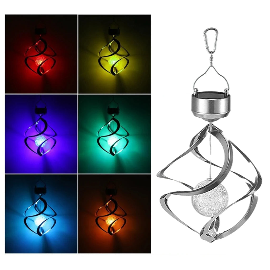 LED Solar Spinner Lamp with Wind Chime Feature