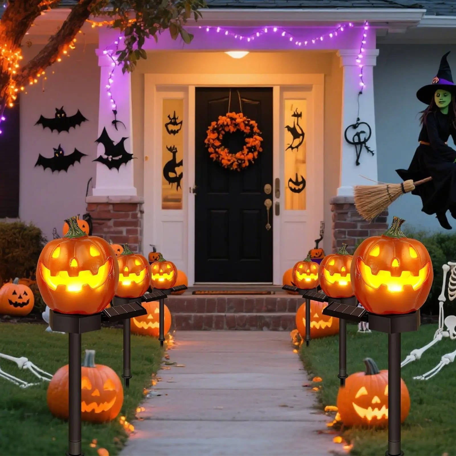 Pumpkin Shaped Pathway Lights for Halloween Decoration