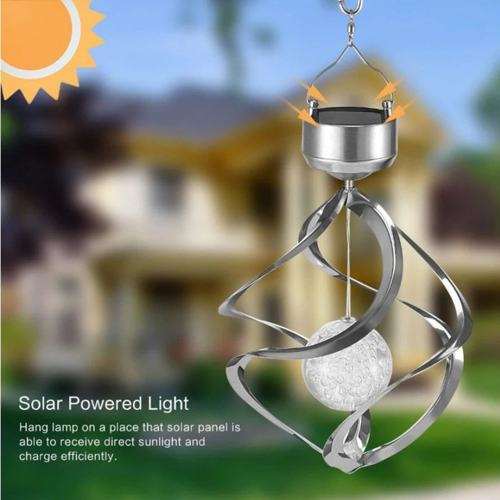 LED Solar Spinner Lamp with Wind Chime Feature