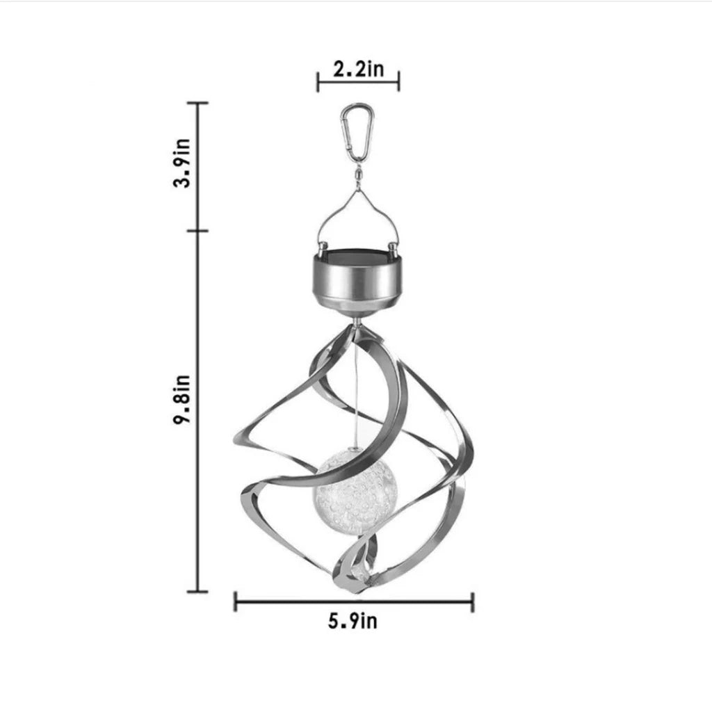 LED Solar Spinner Lamp with Wind Chime Feature