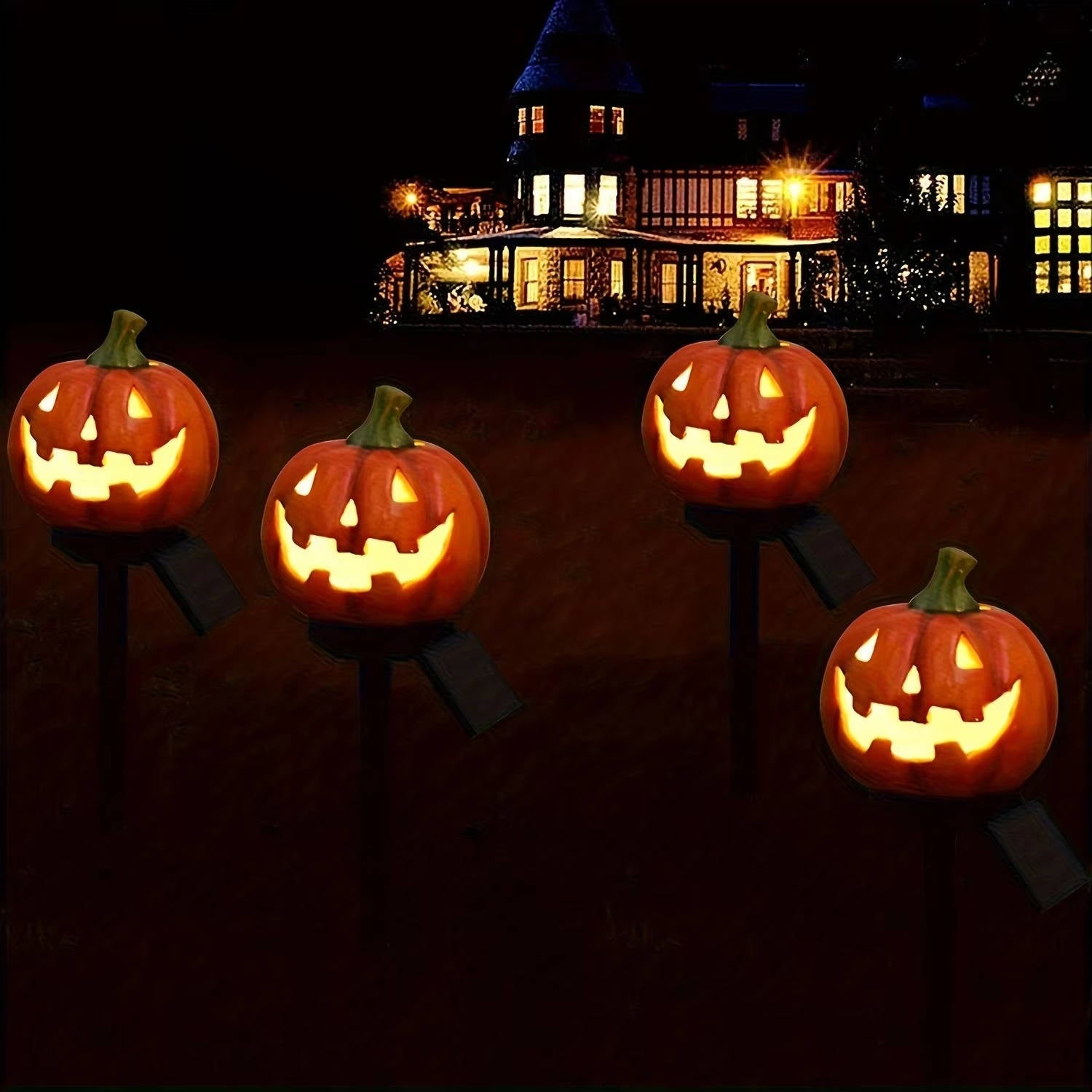 Pumpkin Shaped Pathway Lights for Halloween Decoration