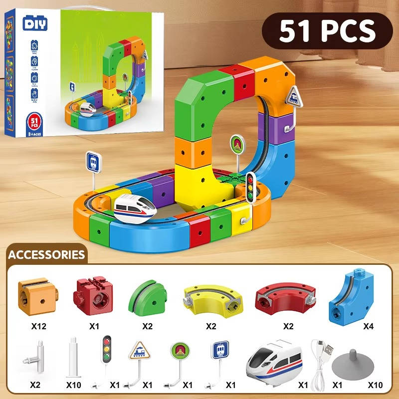 Magnetic Toy Train Tracks for Creative Play