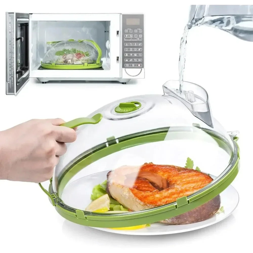 Food Cover for Microwave with Integrated Water Steamer