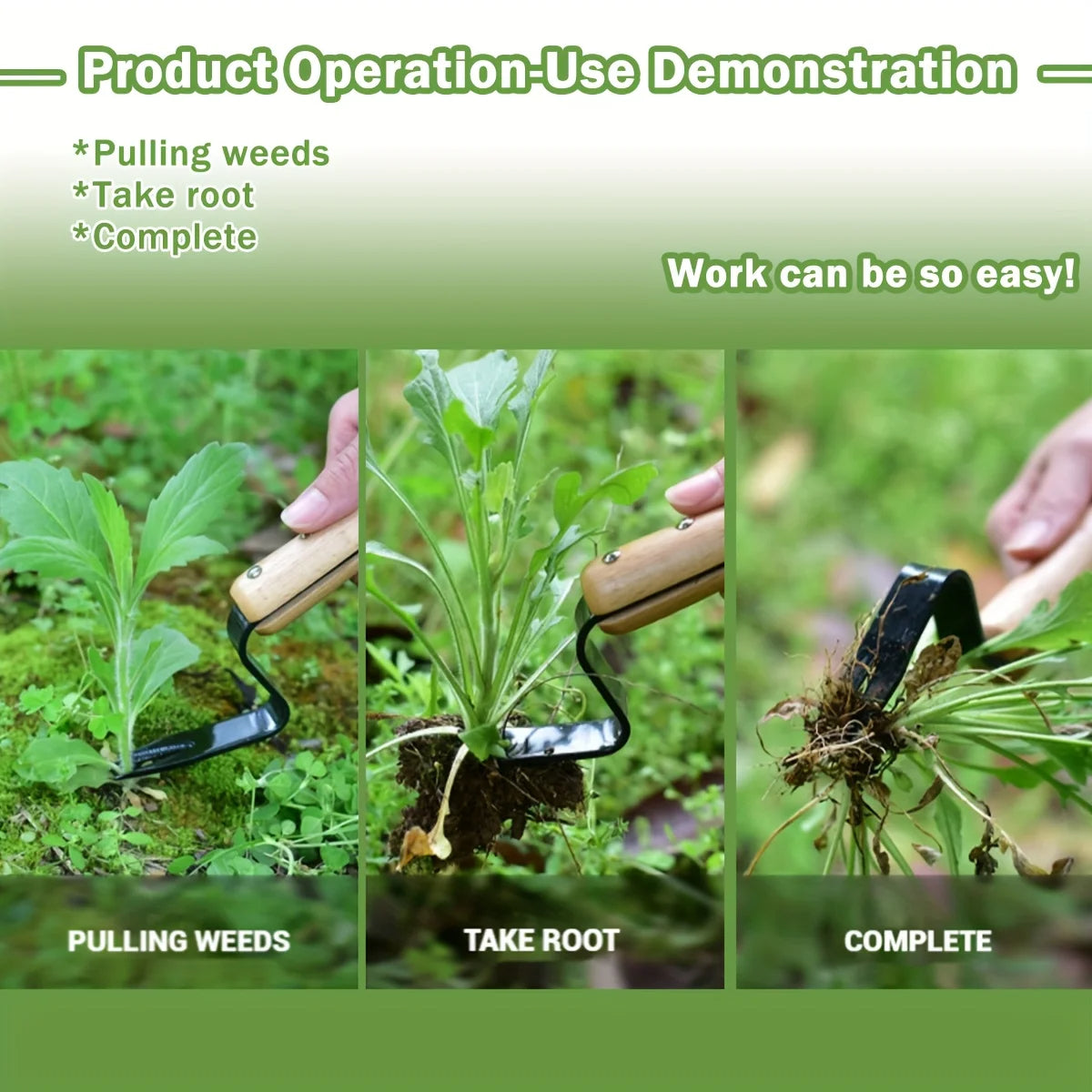 Wooden Handle Stainless Steel Tool for Weeding and Plant Removal
