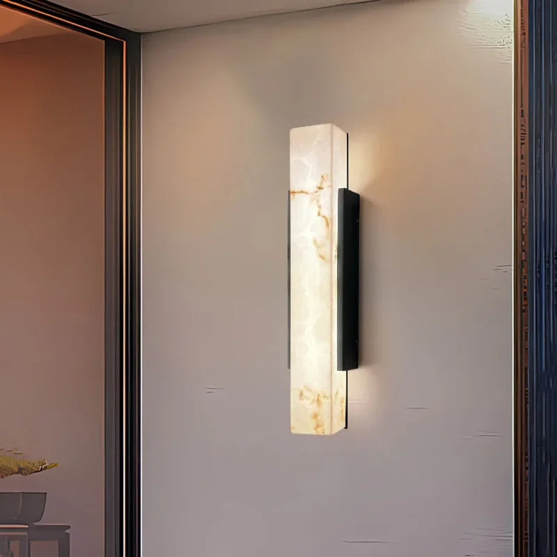 Elegant Outdoor Marble Wall Light with Stainless Steel Design