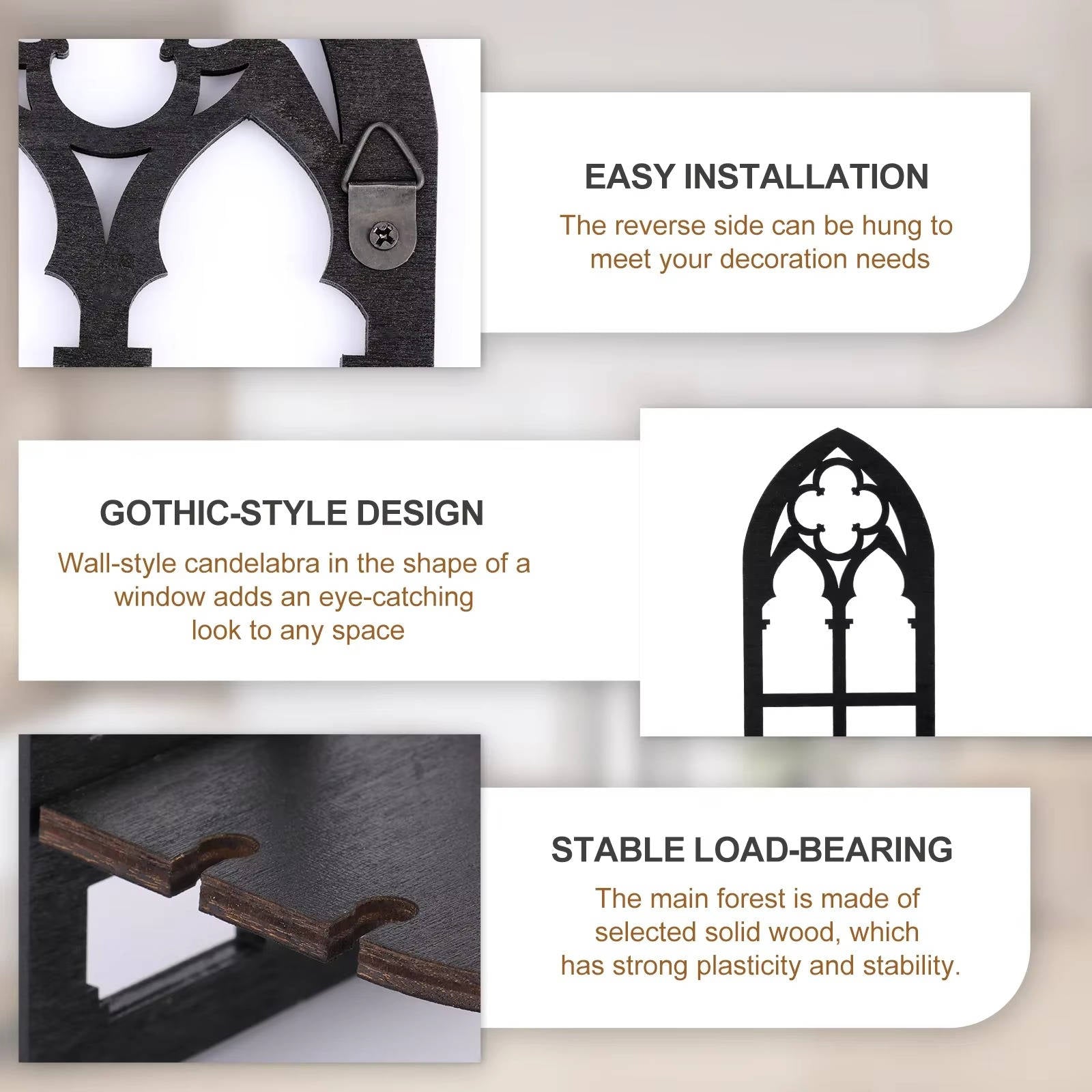 Set of 3 Gothic-Inspired Wall Decorations