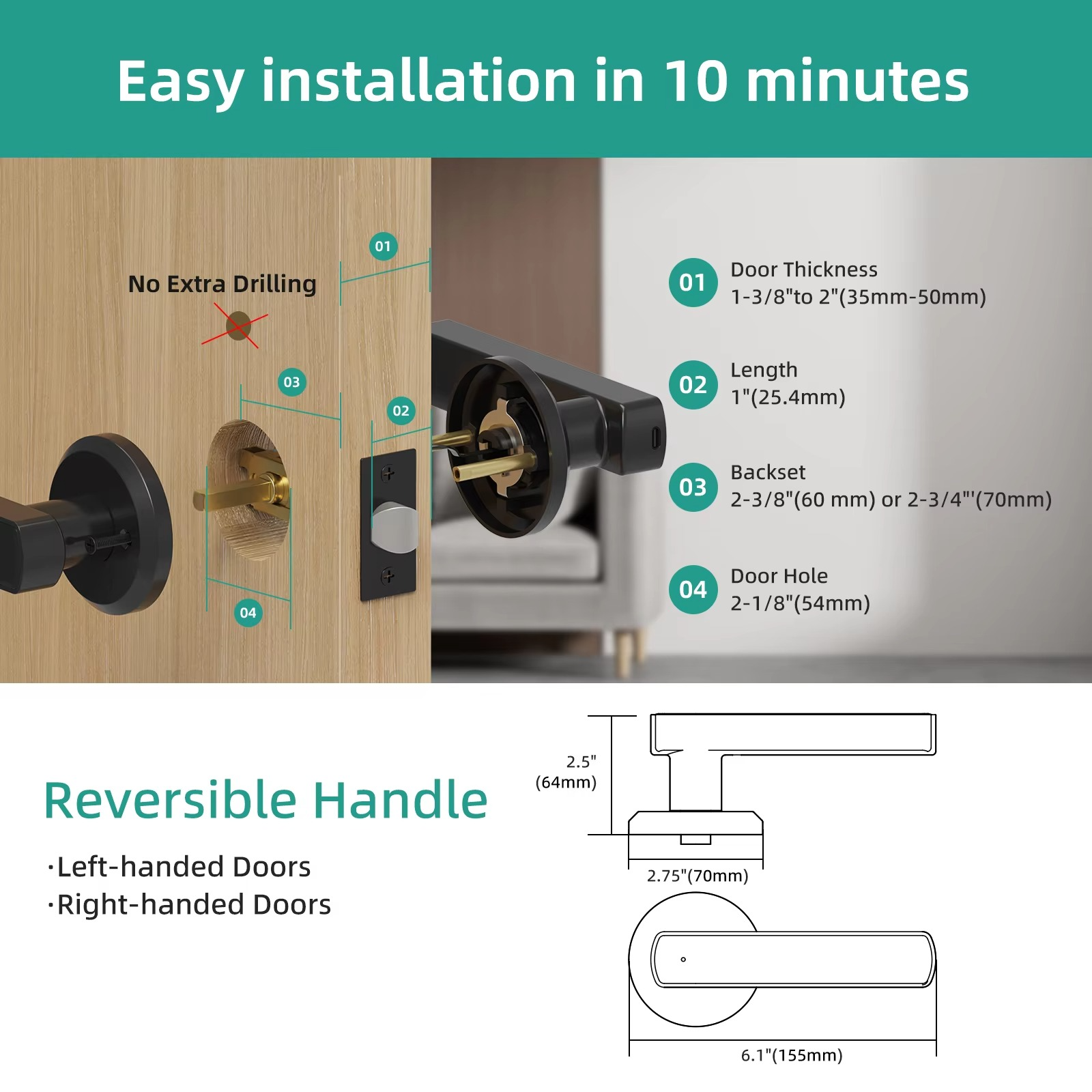 Handle Door Lock with Keyless Entry System
