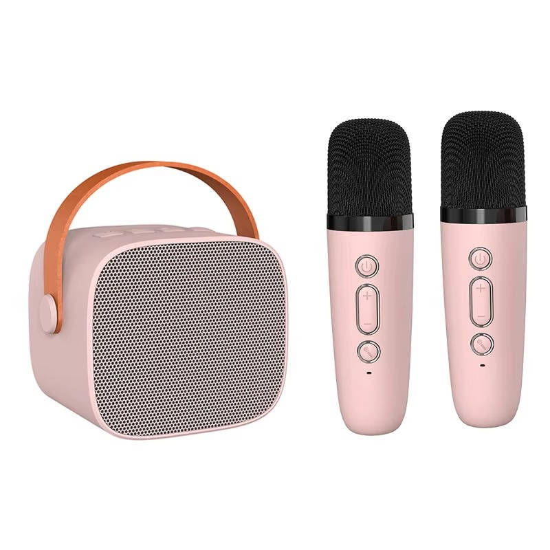 Portable Karaoke System Featuring 2 Cordless Microphones