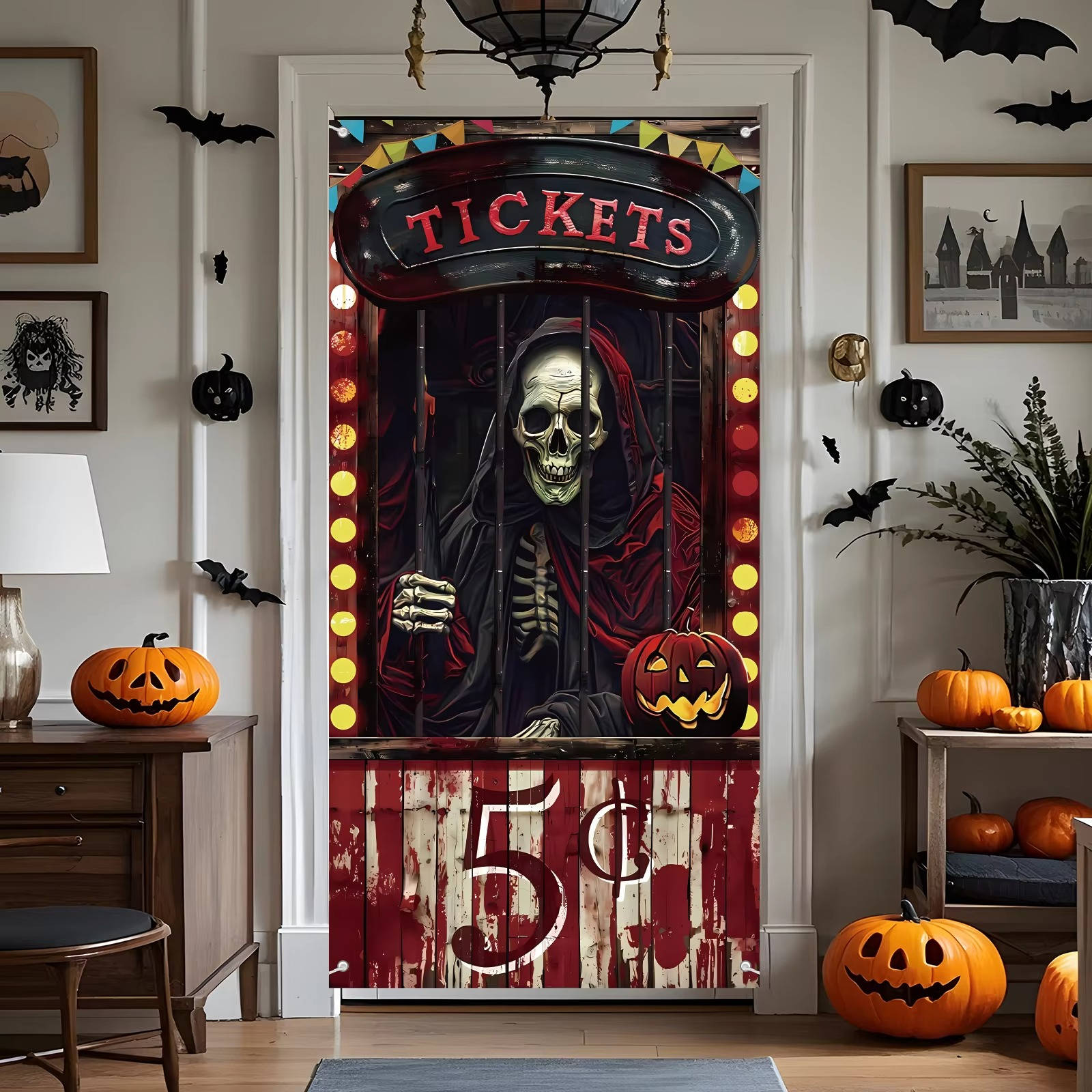 Spooky Halloween Door Decoration Cover
