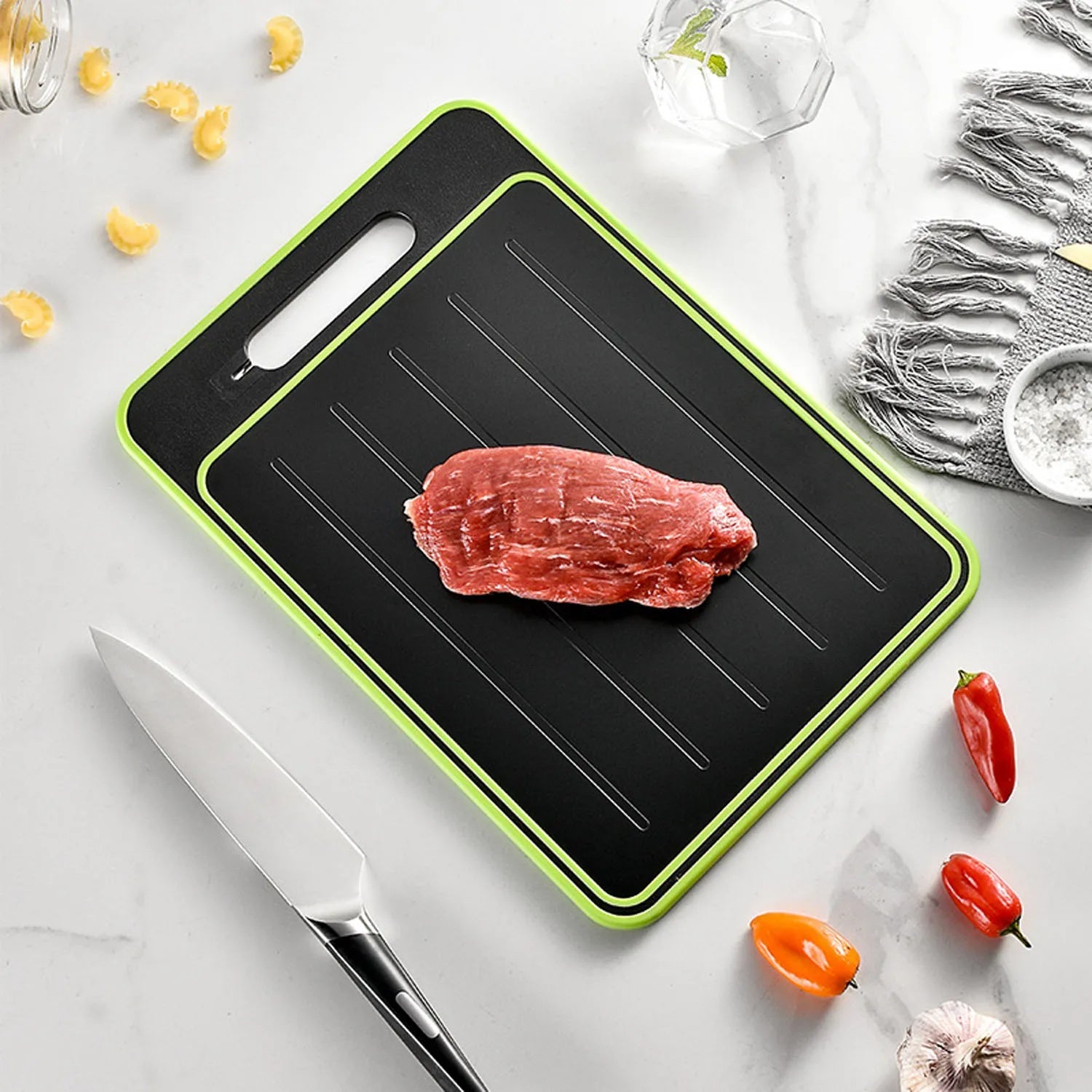 Multifunctional Cutting Board Set with Thawing Tray and Sharpener