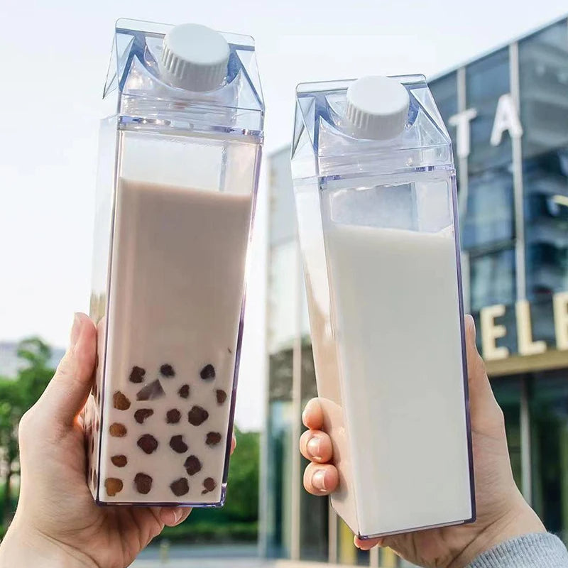 Water Bottle in Clear Milk Carton Design