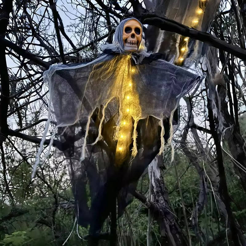 Set of Two Spooky Outdoor Halloween Skull Decorations