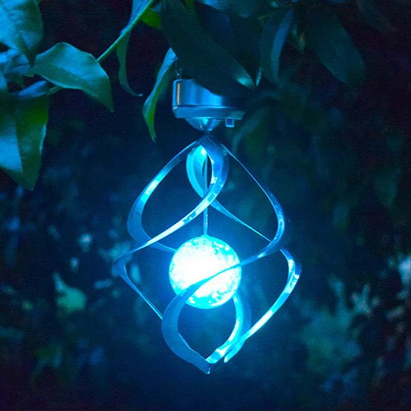 LED Solar Spinner Lamp with Wind Chime Feature