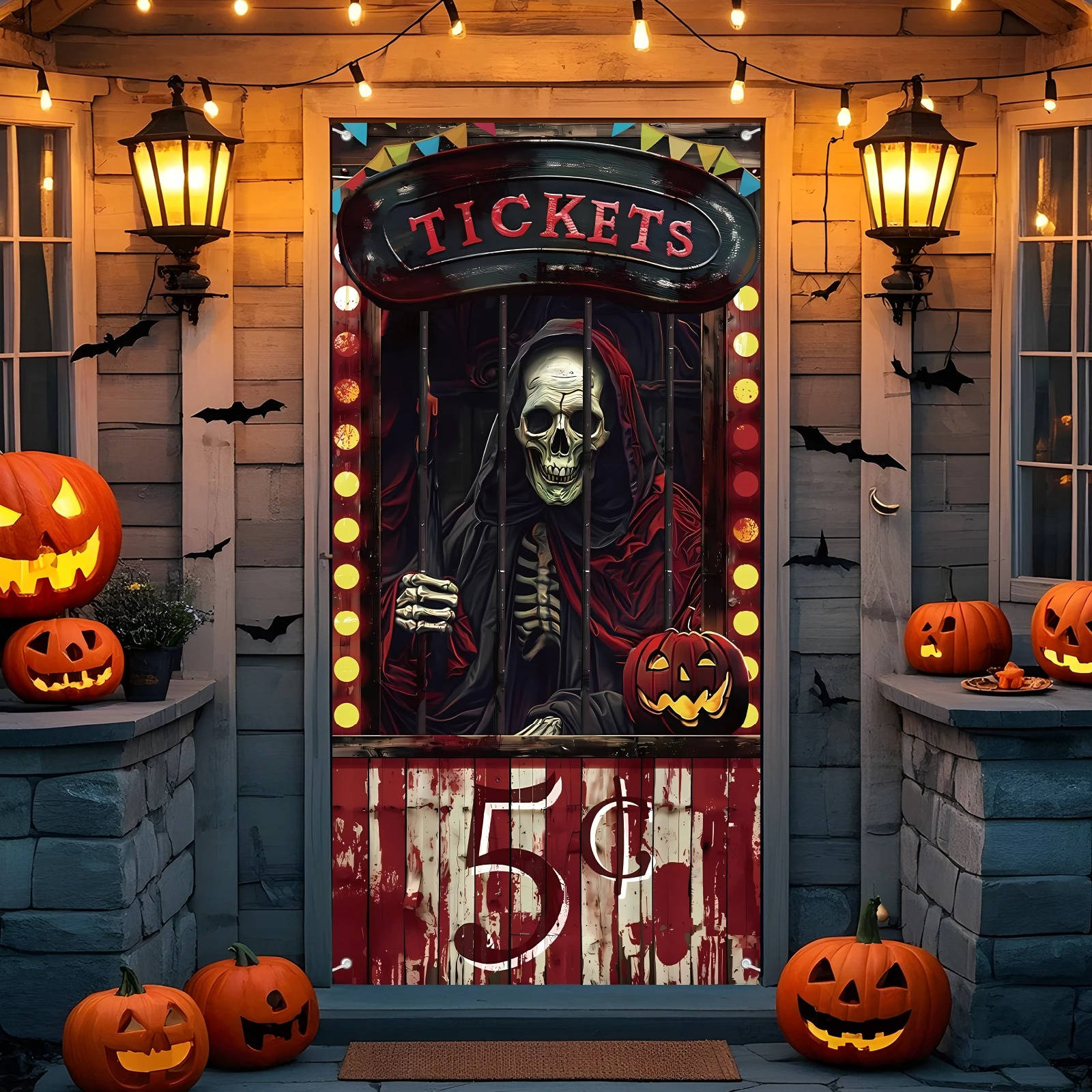 Spooky Halloween Door Decoration Cover