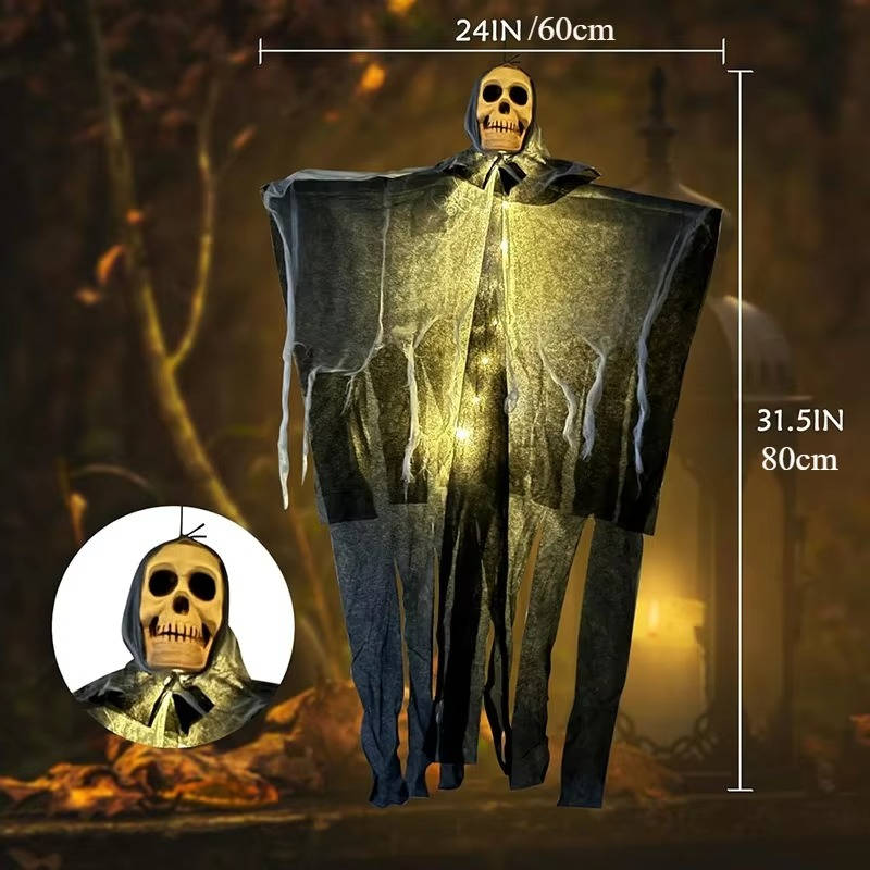 Set of Two Spooky Outdoor Halloween Skull Decorations