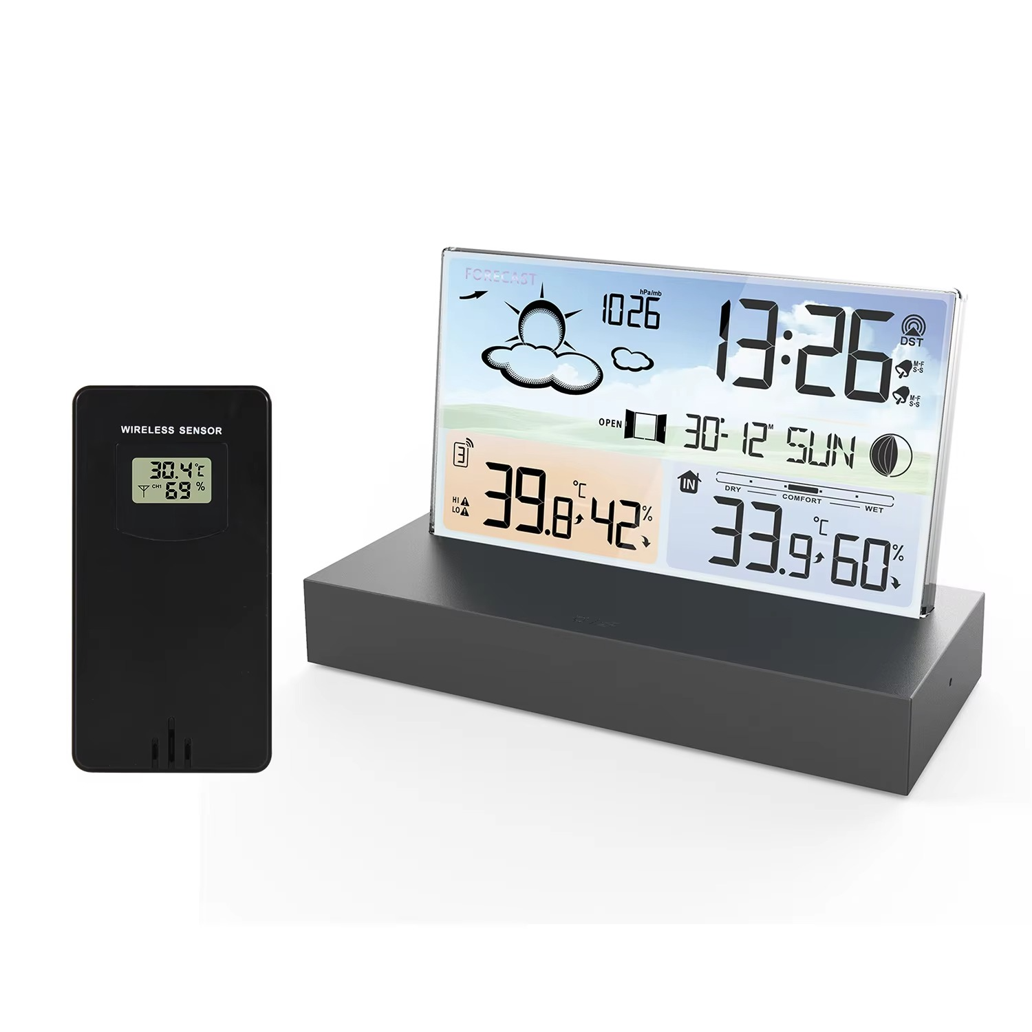 Compact Smart Clock with Alarm and Temperature Readout