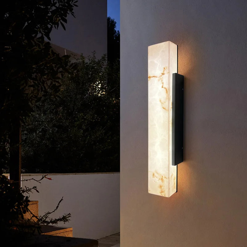 Elegant Outdoor Marble Wall Light with Stainless Steel Design