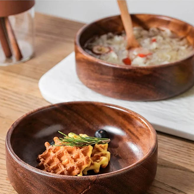 Natural Wooden Serving Bowls for Snacks and Meals