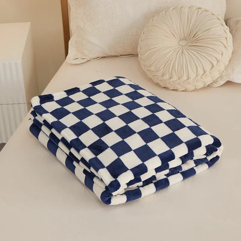 Checkerboard Blanket | Soft Plush | Cozy Warmth for Home | Polyester