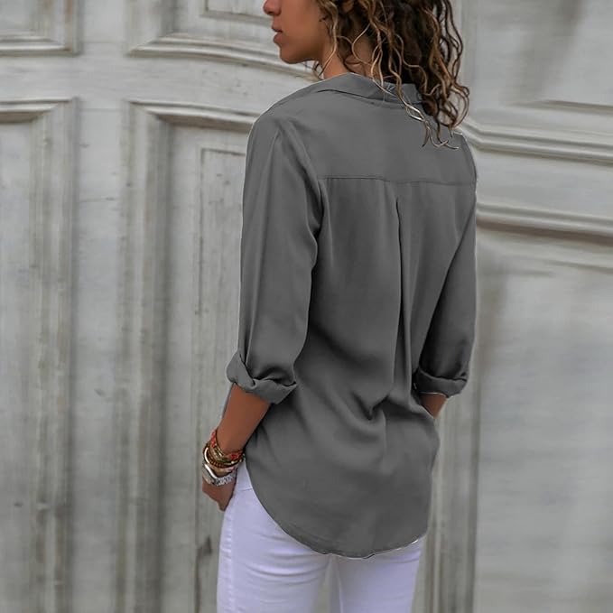 Women's Blouse | Elegant Chiffon Fabric | Versatile Long-Sleeve Design | Comfortable Fit
