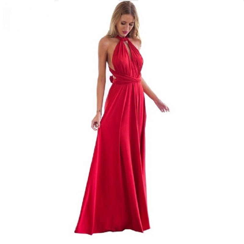 Women’s Maxi Evening Dress | Halter Neck & Cross-Back Straps | Polyester Fabric | Comfortable Fit
