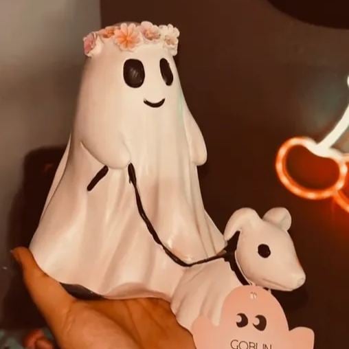 Handcrafted Halloween Ghost Dog Statue for Indoor & Outdoor Decor