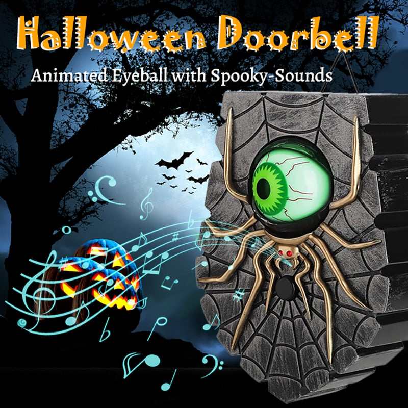 Halloween Animated Doorbell with Spooky Rotating Eyes and Sound Effects
