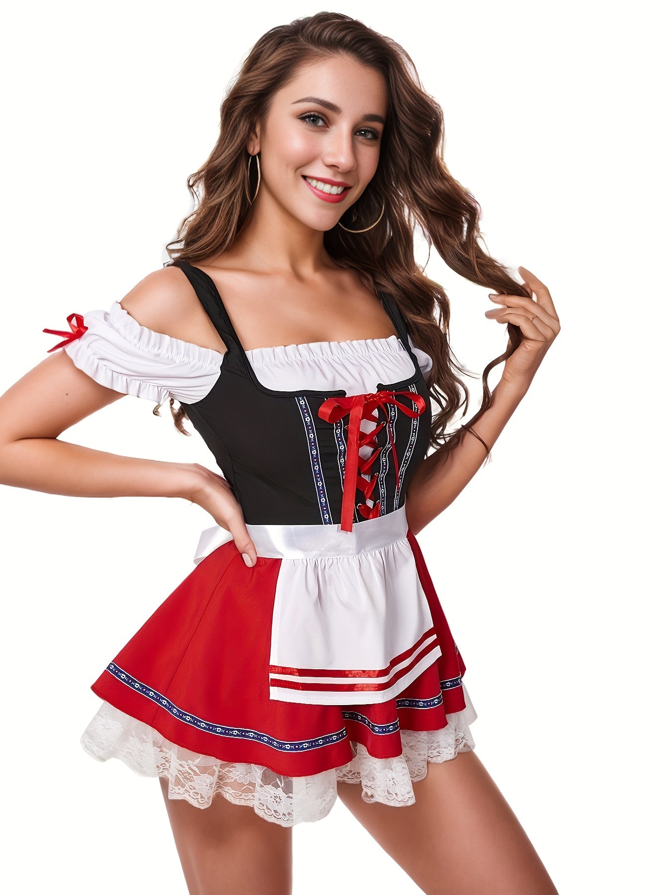 Women's Oktoberfest Bavarian Dirndl Dress with Off-Shoulder Corset