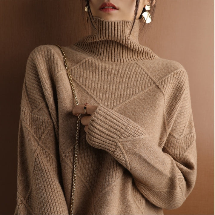 Women’s Knit Sweater | High Turtleneck | Wool Fabric | Comfortable Warm Fit