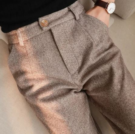 Women’s Wool Winter Pants | Tailored High-Waist Flat Front | Comfortable Figure-Flattering Fabric