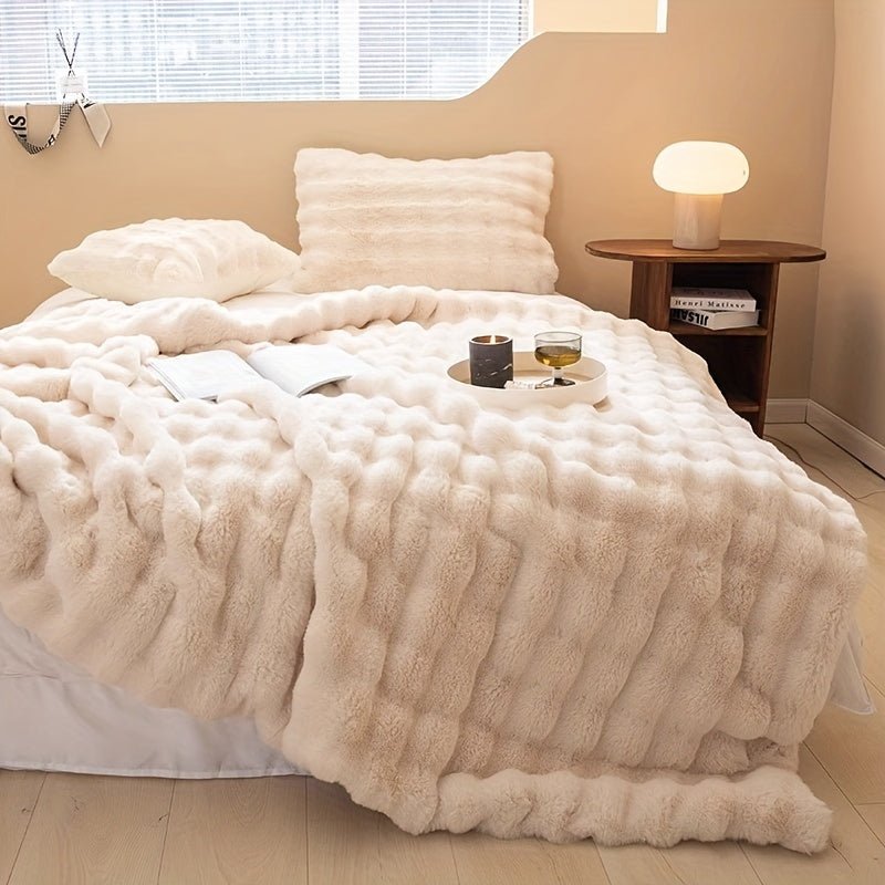 Plush Fleece Blanket | Reversible Design | Soft Warmth Comfort | Polyester