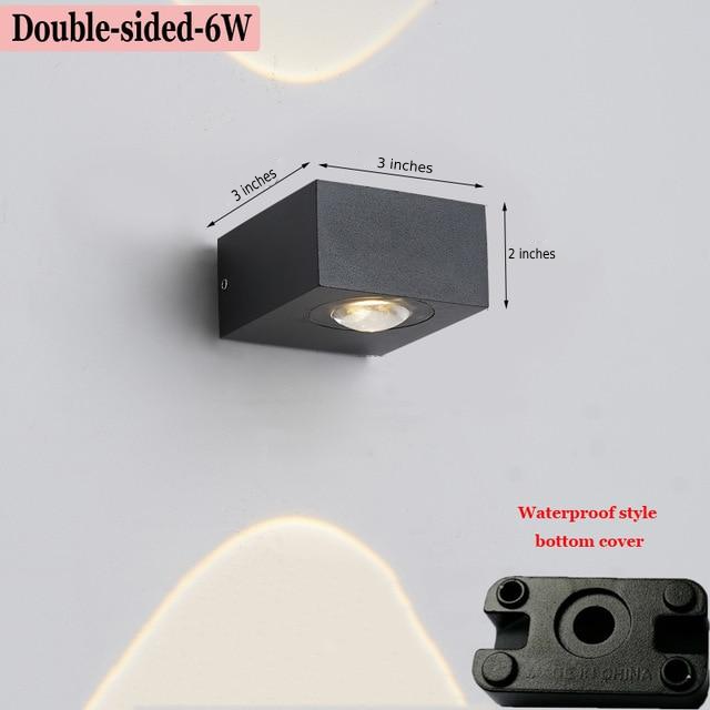 UFO Black Box Waterproof Outdoor LED Wall Lamp, Dual/Single-Sided Warm Light, Black Aluminum, Hardwired, IP Rated Modern Exterior Light, Energy-Saving
