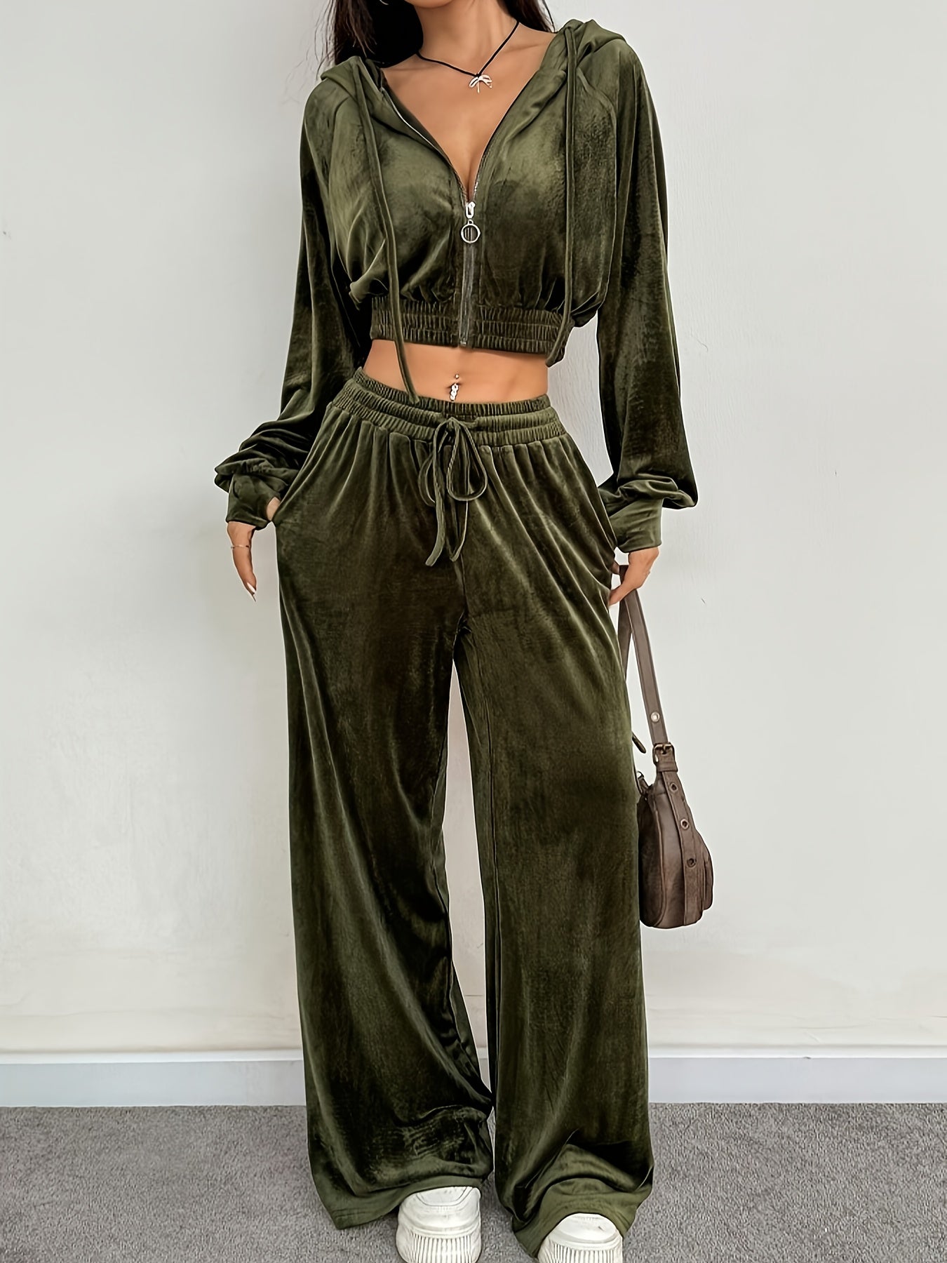 Women's Hoodie Jogger Set | Soft Stretch | All-Season Comfort | Polyester