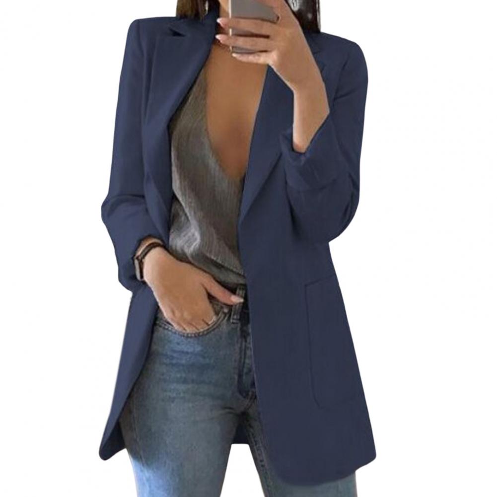 Women’s Blazer Jacket | Longline Design with Large Front Pockets | Polyester | Comfortable Fit