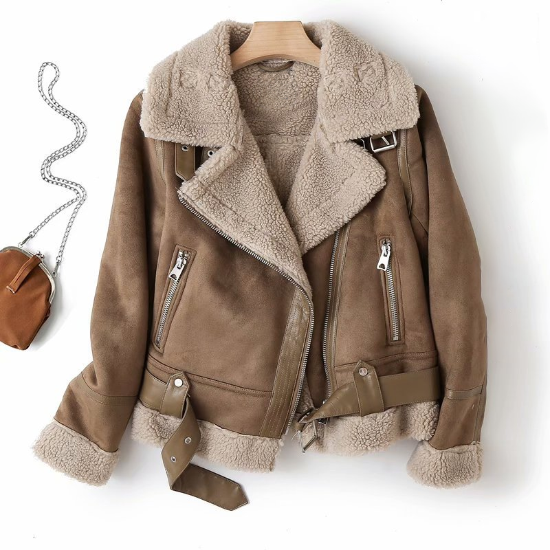 Women’s Leather Jacket | Sherpa Fleece Lining & Metal Zipper | Mid-Length Cut | Comfortable Fit