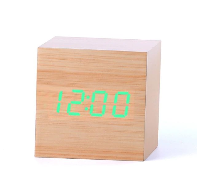 Digital Desk Clock | Bamboo Wood Cube Design | Compact 2.36 in Size | Easy-to-Read LED Display