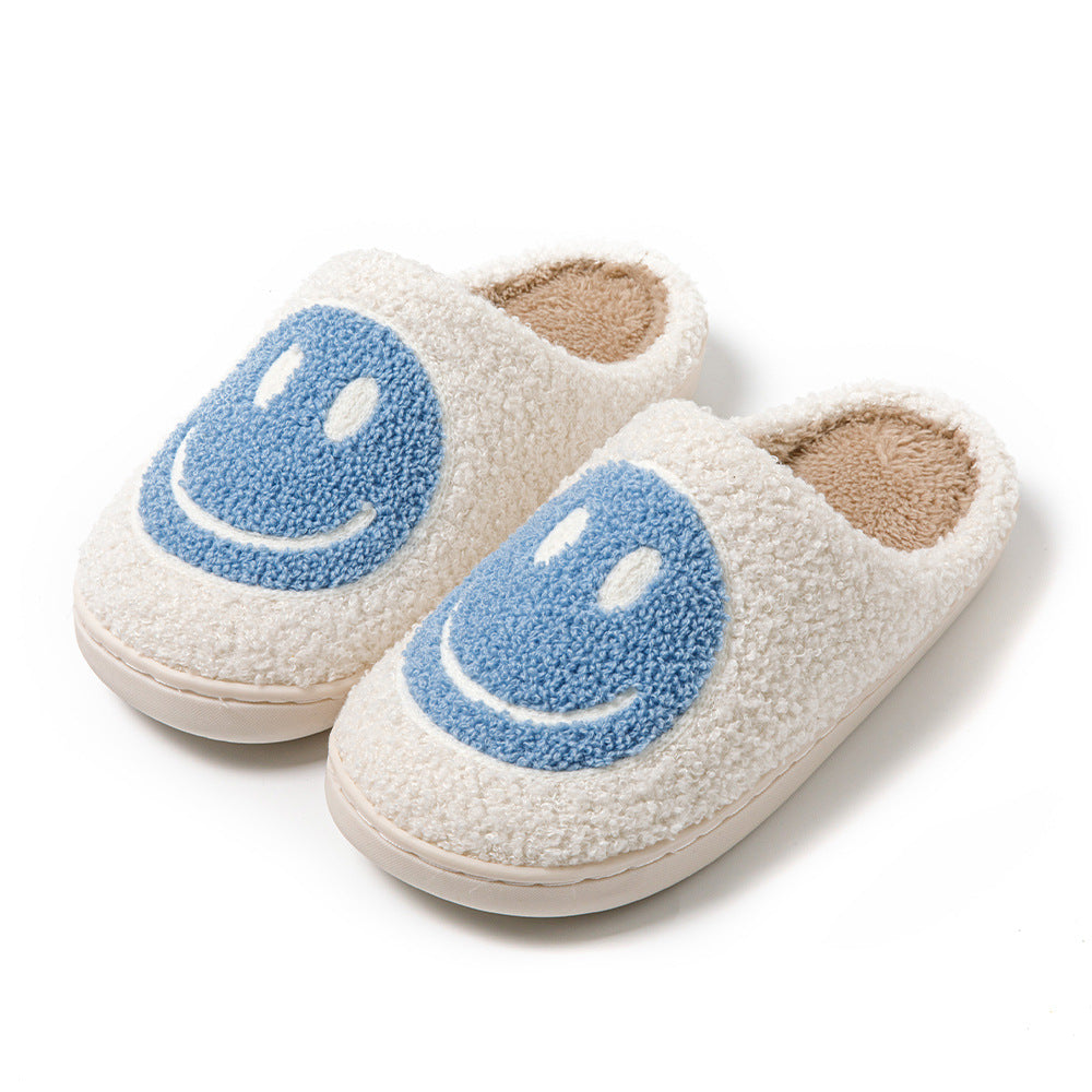 Indoor Slip-On Slippers | Plush Fleece Lining & Slip-Resistant Sole | Big Smiley Face Design | Comfortable Fit