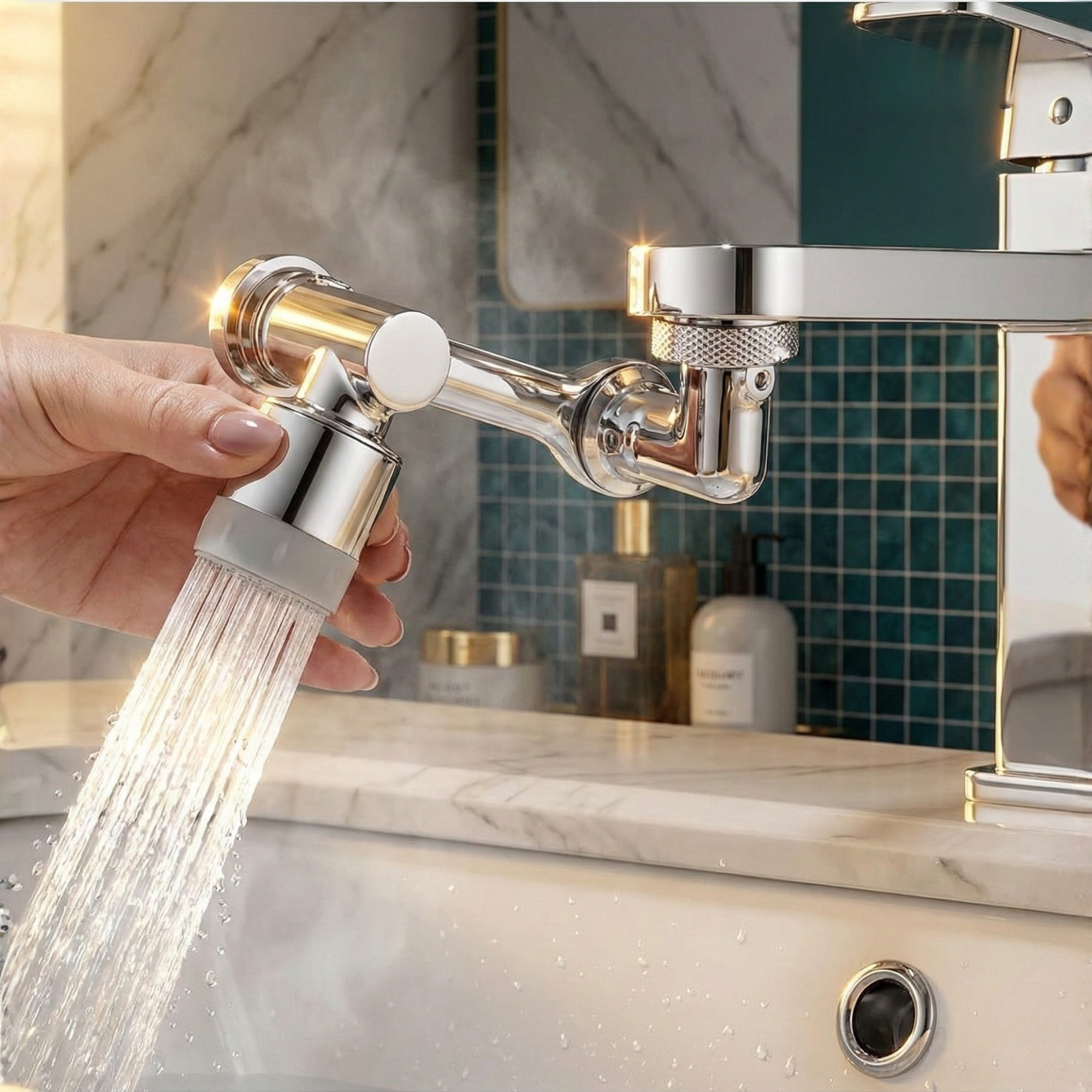 Swivel Faucet Attachment with 1080° Rotation and Dual Spray Options
