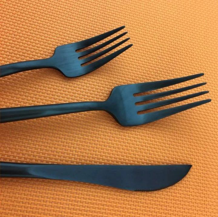 Elysian Noir — Black Stainless Steel Cutlery Set with Ergonomic Grip
