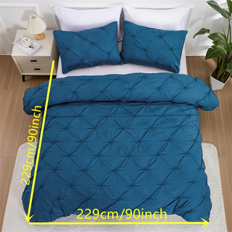 Duvet Cover Set | Quilted Texture | Breathable All-Season Comfort | Polyester