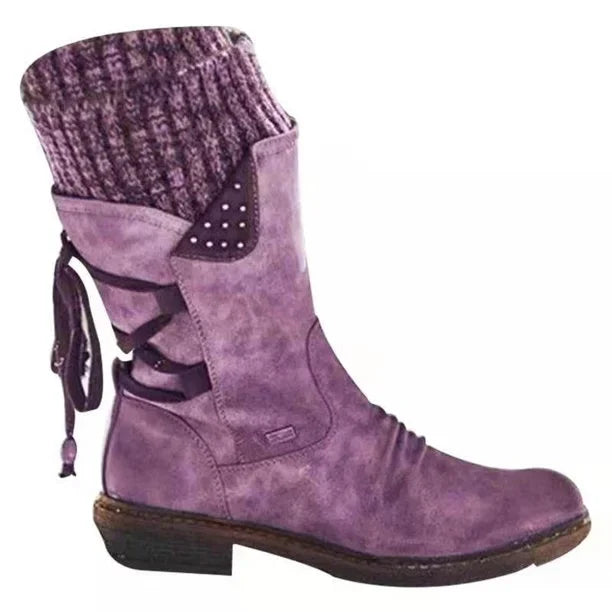 Women's Winter Boot | Knit Cuff & Lace-Up Shaft | Rugged Traction Sole | Adjustable Fit