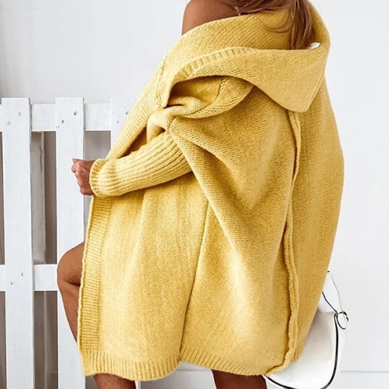 Women's Oversized Hooded Cardigan | Soft Knit with Batwing Sleeves | Longline Style | Cozy Layering for Autumn