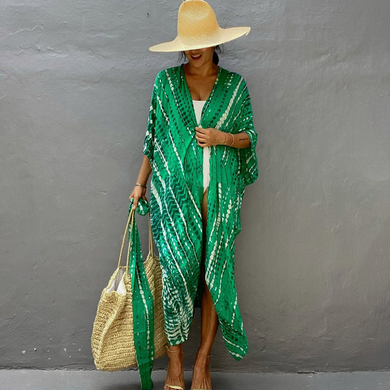 Women’s Beach Cover-Up Dress | Lightweight Kimono Style with Tie Belt | Breathable Fabric | Versatile Resort Wear