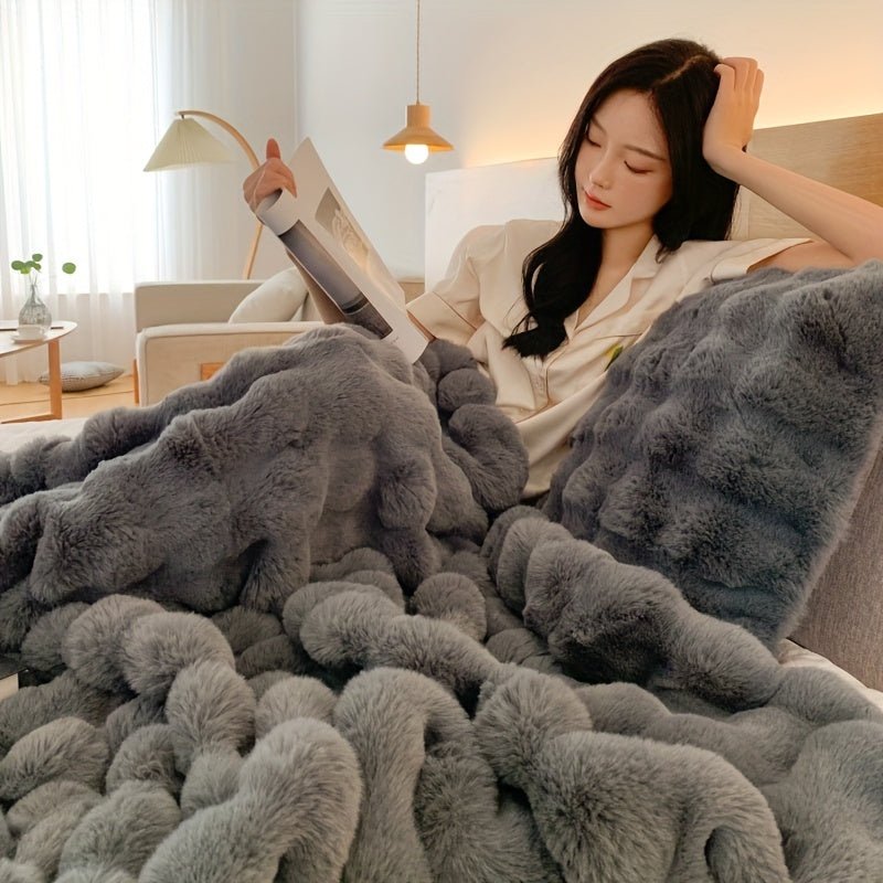 Plush Fleece Blanket | Reversible Design | Soft Warmth Comfort | Polyester