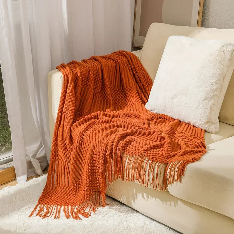 Chunky Knit Throw | Soft Acrylic | Cozy Warm Comfort | Reusable