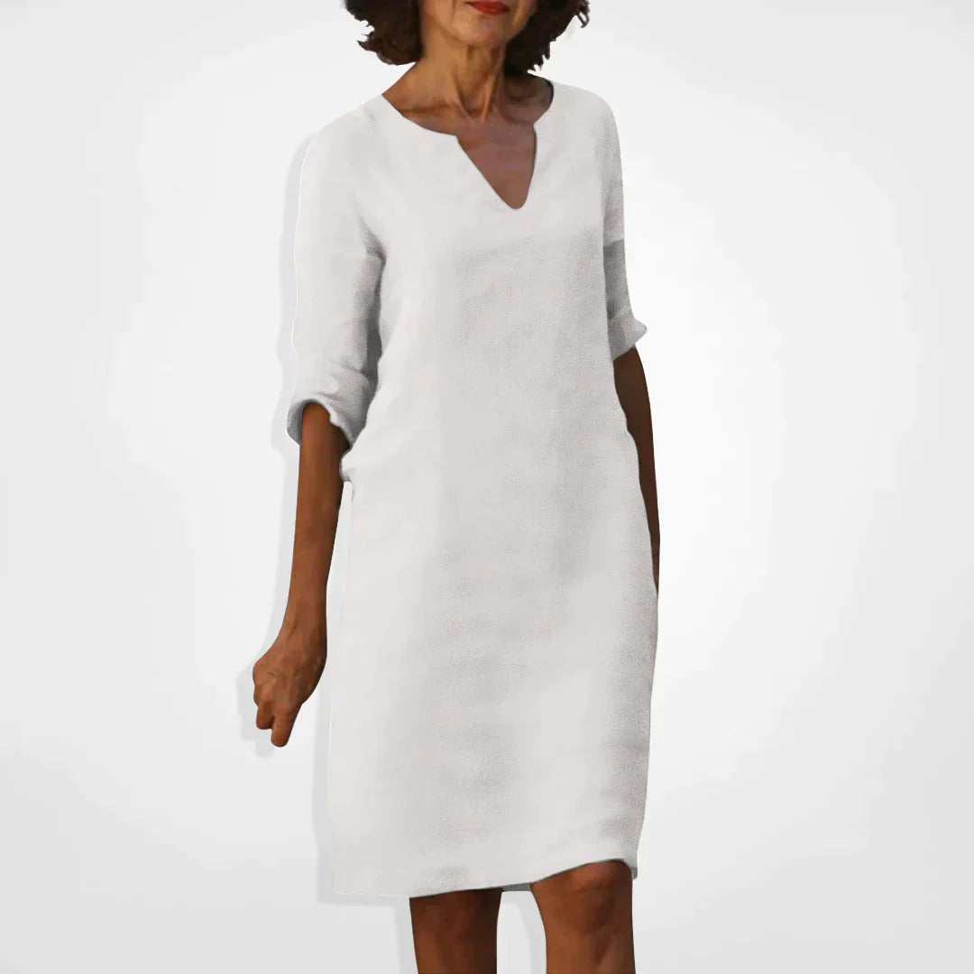 Women’s Dress | V-Neck & Three-Quarter Sleeves | Soft Premium Fabric | Midi Length